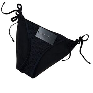 NWT South Beach Black Honeycomb Tie Sides Bikini Bottoms Swimwear Size 6